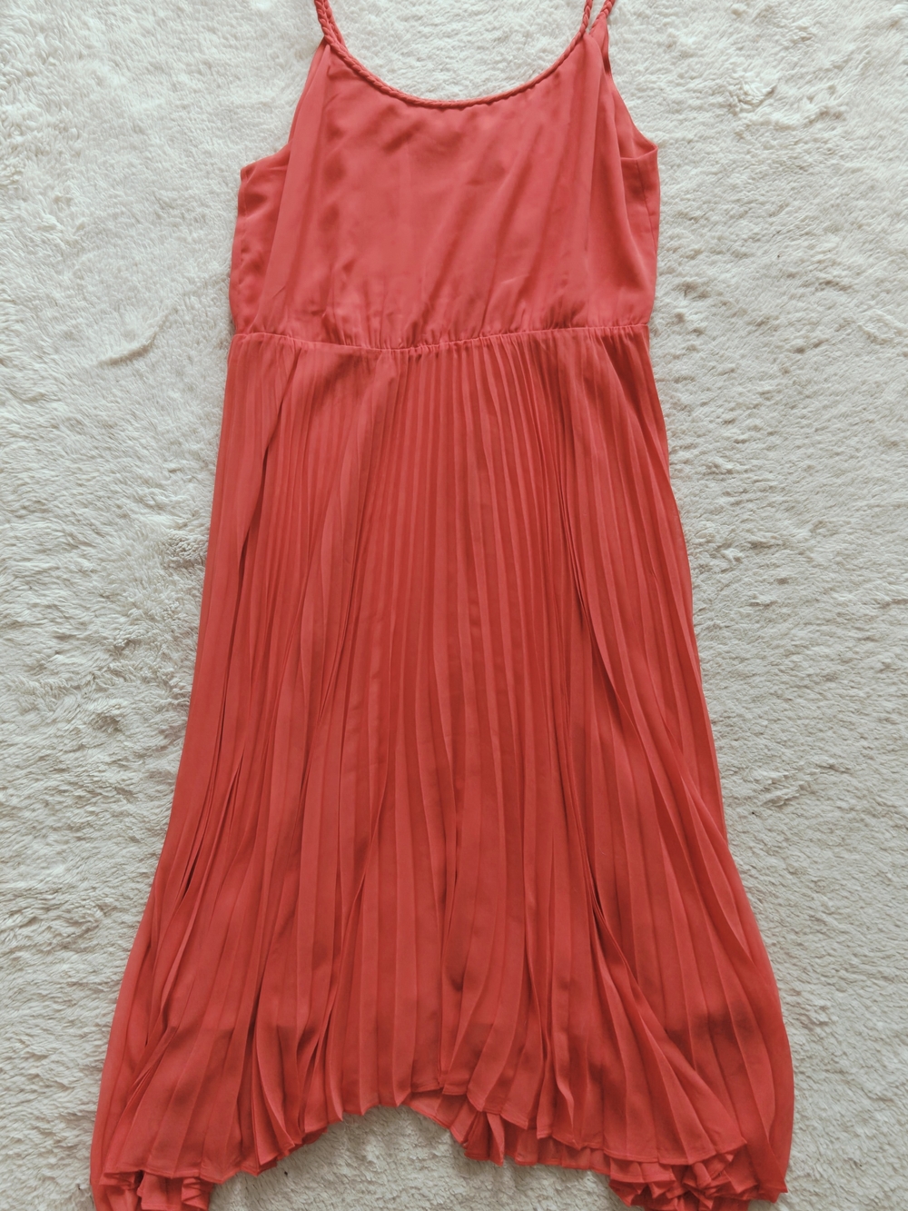 NWT RW&CO | Coral Pleated Midi Dress | Wedding Guest Cocktail Summer | Size L - Picture 3 of 6